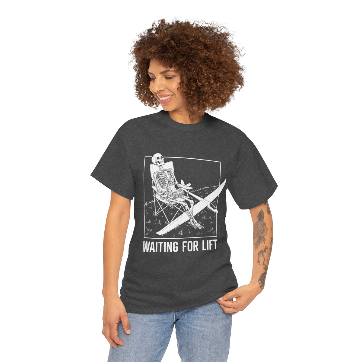 Surf Skeleton T-Shirt - "Waiting for Lift" Skate/Surf Graphic Tee