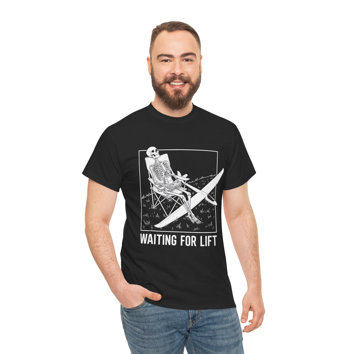 Surf Skeleton T-Shirt - "Waiting for Lift" Skate/Surf Graphic Tee