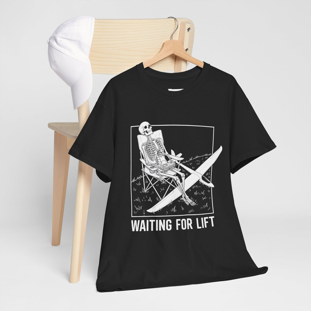 Surf Skeleton T-Shirt - "Waiting for Lift" Skate/Surf Graphic Tee